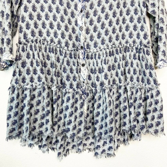 Altar'd State Frayed Tiered Plaid Floral Blouse - Picture 3 of 9